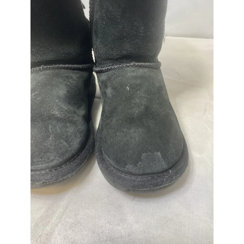 LAMO Suede Girls Pull-On Fleece Lined Winter Snow Black Boots/Shoes Size 12y